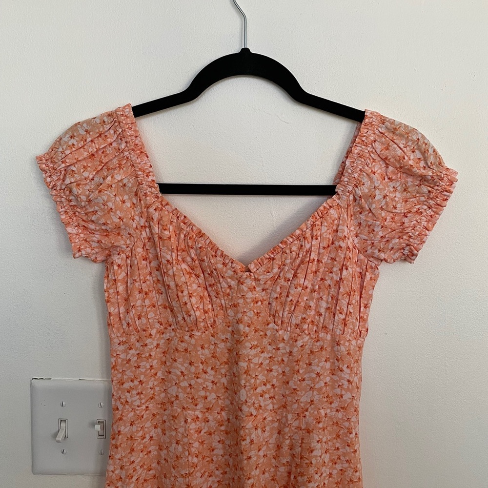H&M orange floral bustier maxi dress sz xs